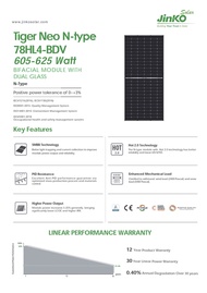 Solar Panel Bifacial แผงโซล่าเซลล์ Jinko Tiger Neo 630W N type