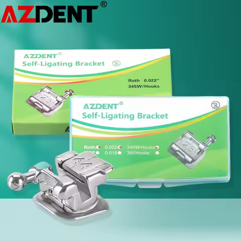 2 Packs Azdent Dental Self-ligating Brackets Dentistry Metal Orthodontic Braces With Buccal Tube Min