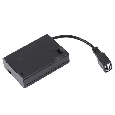 3XAA Battery Case with Cover and Switch Connected to USB Female Connector USB Female Socket Battery 