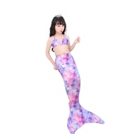 ชุดว่ายน้ำสำหรับเด็กผู้หญิงชิ้น/เซ็ต,บรามีสายคล้องคอ + ชุดว่ายน้ำนางเงือกหางปลาหลากสีสำหรับปี3-12Y