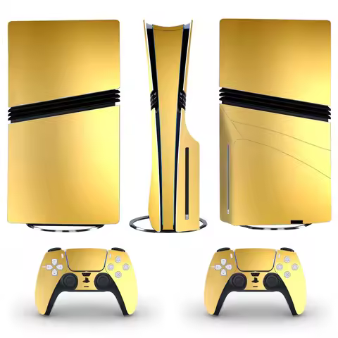 Metal Brushed Gold Silver PS5 Pro Disc Skin Sticker Protector Decal Cover for Console Controller PS5