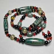 Tibetan Three-Eyed Tibetan Nine-Eyed Dzi Beads Natural Agate Chalcedony Pendant Sweater Retro Ethnic
