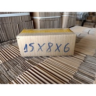 15x8x6 Combo of 50 Carton Boxes Packing Shipping Box COD 3 Corrugated Layers E/B Brown Surface