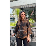 MAWAR Bestseller.rose Blouse. Blooming rose motif batik.Brown color. Batik Blouse. Modern Batik Blou