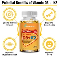 Immune System Support | 10000IU Vitamin D3+K2 Capsules for Cardiovascular