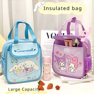 Kawaii Hello Kitty Sanrio Lunch Bag Anime Kuromi Aluminum Heat Preservation Bento Bag Large Capacity Travel Portable Kids Gifts