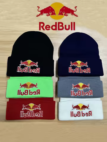 New genuine Red Bull pullover hat men's women autumn winter soft warm knitted Red Bull hat solid col