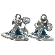 薇薇安·威斯特伍德 (Vivienne Westwood) Tiny Orb Stone 第二對耳環，黃銅材質，鑲嵌淺藍色寶石，0766 [二手]Vivienne Westwood