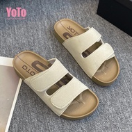 YOTO New Women's Double Hook and Loop Straps Sandals Comfortable And Casual Unisex Slippers Sandals 