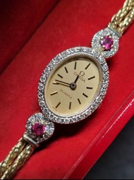 Omega 14k gold 歐米茄鑽石紅寶石石英古董錶金錶復古表女錶手表 watch