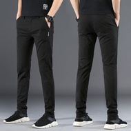 Men's Casual Slim-fit Pants  Elastic Waist Cargo Pants Ankle Length Pants