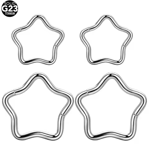 1pc Titanium Star Hinged Segment Hoops Nose Ring Septum for Women Ear Daith Helix Tragus Conch Pierc