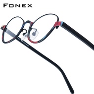 FONEX Acetate Titanium Glasses Frame Men New Design Brand Cat Eye Eyeglasses Women Japanese Ultralig