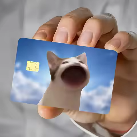 Cat Meme Card Stickers Waterproof Film skin Cover 4PCS Credit Card stickers Debit Front Decoration B