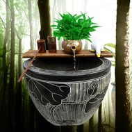 111V Fish Tank Ceramic Pot Water Circulation Filter Ceramic Ornament Water Tank Stone Basin Water Fe
