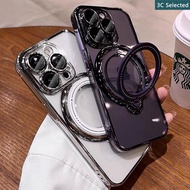 Casing Samsung S24 S24+ S24Ultra S23FE Case Angle-adjustable Stand Glass Lens Film Protect Camera Sh