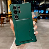 for Samsung Case Skin Feeling Card Slot Four Corner Hanging Rope Hole Design for Galaxy S22 S23 S24 