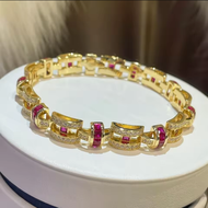 Wong Rain 18K Gold Plated 925 Sterling Silver Lab Sapphire Ruby Gemstone Luxury Bracelets Bangle Fin