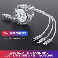 NicEseed 3 In 1 Charger Retractable Charging Cable Micro USB Type C Lightning Fast Charging Cord Three-in-one Telescopic Data Cable For iPhone Android IOS For Samsung Xiaomi Huawei