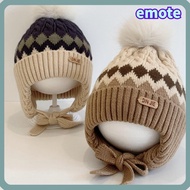 EMOTE Kids Earmuffs Cap, 2-5 Year Baby Thicken Baby Knitted Hat,  Windproof Warm Knitted Woolen Hat 