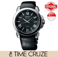 [TIME Cruze] Seiko SNE455P2 Premier Solar Leather Black Dial Men Watch SNE455P SNE455