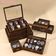 Wood Watch Storage Box 3 6 10 12 Slot Dust Proof Glass Cover Watch Box Organizer Watch Jewelry Box