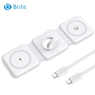 Brifit 3 ใน 1 เครื่องชาร์จไร้สายแบบพับเก็บได้แผ่นชาร์จไร้สายแม่เหล็กที่เข้ากันได้กับ iPhone 13/12/SE/11 Samsung Galaxy Apple Watch AirPods Pro