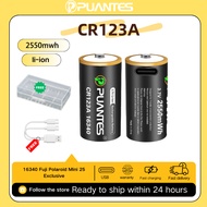 PUANTES CR123A CR123A USB fast charger 16340 16350 3.7V lithium battery 2550mWh 2PCS