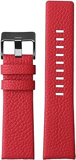 Leather watchband For diesel DZ7395 DZ7370 DZ7257 DZ7430 watch band Soft cowhide strap rivet 24m 26mm 28mm for men women (Color : Red silver rivet, Size : 22mm) brilliant