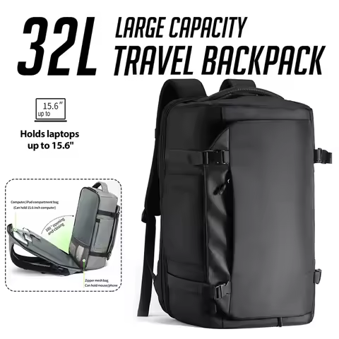 32L Spacious Hiking Travel Backpack, 180° Fully Opening Suitcase Design Carry-On Bag, Airline Approv