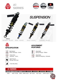 Phuộc ATR Không Bình Dầu Giảm Xóc Sau Wave V2 Size 330mm Tăng Chỉnh Thật Lắp Mọi Loại Xe Tặng Free T