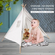 Teepee House Wigwam Room Children's Tent Game-House Triangle Teepee Canvas Sleeping Dome White Tipi tent for kids Play-Tent 130cm