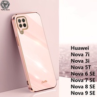 เคสโทรศัพท์ปิดขอบตรง YuPin สำหรับ Huawei Nova 7i / Nova 3i / Nova 5T / Nova 6 SE / Nova 7 Se/ 8 Se/ 9 SE ชุบโครเมี่ยมสุดหรูสีสันและเงาฝาหลังโทรศัพท์ซองนุ่มกันกระแทก