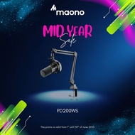 MAONO PD200W Hybrid Podcasting Wireless Dual Dynamic Microphone with BA37 Boom Arm/Table Arm Stand