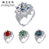 European and American Heart-Shaped Sterling Silver Cross-Border Ring10Diamond Ring for Women s925Car