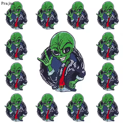 Prajna 10 PCS Hippie Alien Patch Iron On Embroidered Patches For Clothing Sticker Space UFO Patches 