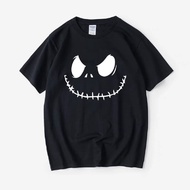 Explosion Models Halloween Skull Print Short-Sleeved Round Neck T-Shirt With Horror Jack For Christm