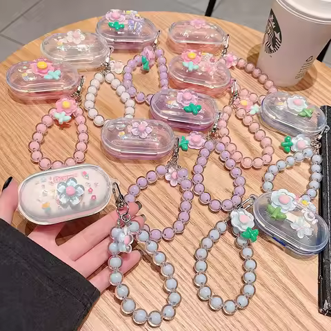 Korean 3D Flowers Floral Earphone Case For Samsung Galaxy Buds Plus Buds+ BudsPlus Soft Transparent 