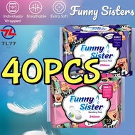 【NEW】40Pcs Funny Sisters Sanitary Napkin (Daily-use/Night-use)100% Organic Sanitary Napkin Pads for 