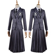 The Addams Family Cosplay Costume Girls Wednesday Addams Black School Uniform Costume