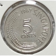 ( Syiling ) 5 Cents 1967 / Singapore