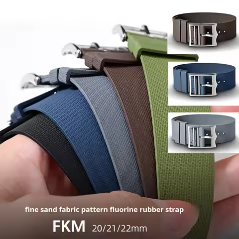 Fluoro Rubber Strap 20mm 21mm 22mm Men Sport Waterproof FKM Military Replacement Watch Band Accessor