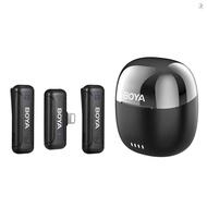 BOYA 10 h Duration 2 Wireless 3 T-M BY-WM Battery System 2 Transmitters Rep Reduction 1 Receiver Noise 100 M Transmission Smart Range Box with Charging Built-in Microphone Lavalier