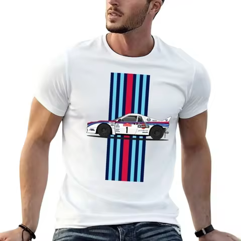 2024 Summer Men's New 3D Lancia 037 Henri Toivonen 1985 Printed Round Neck Short Sleeve T-shirt Stre