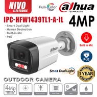 DAHUA IPC-HFW1439TL1-A-IL Network 4MP Fixed Lens H.265+ Built in Mic Smart Dual Light Bullet IP Netw