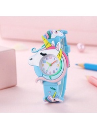 卡通可愛兒童大號喇叭帶獨角獸矽膠手錶