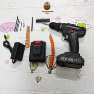 12v/42v full set accessories drill bit + battery hand drill 12v/42v power drill fasten screw/opener 