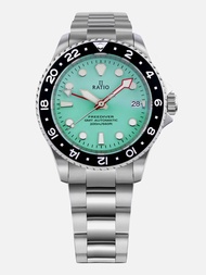 Ratio FreeDiver GMT Series Dive Watch Sapphire Stainless Steel Automatic 200M Mens Diver Watch