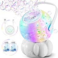 Rechargeable Bubble Machine - 7 Color LED Light, 10 Large Wands, 20oz(600ml) Tank - Automatic Bubble