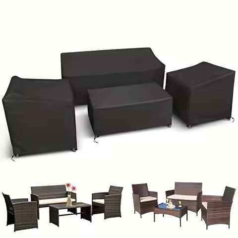 4pcs/Set Patio Furniture Covers, Heavy Duty Waterproof Outdoor Furniture Covers, Rattan Outdoor Furn